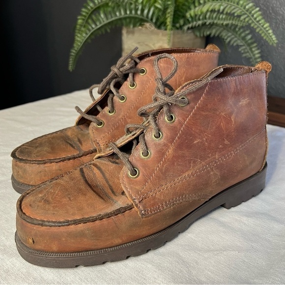Vintage Lehigh Brown Leather Steel Toe Ankle Work Boots - Picture 8 of 8